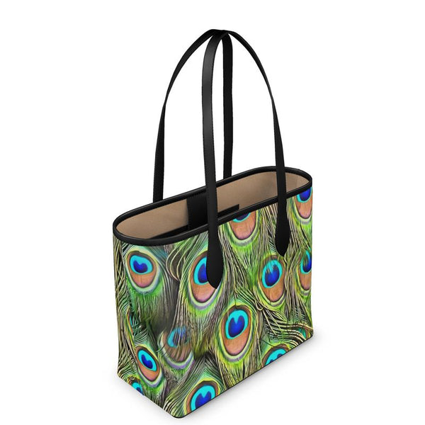 Exotic Peacock Pattern Leather City Shopper