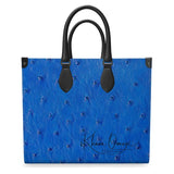 Blue Ostrich Pattern Leather Shopper