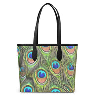 Exotic Peacock Pattern Leather City Shopper