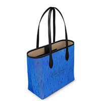 Blue Ostrich Pattern Leather City Shopper