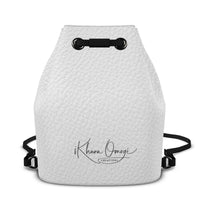 White Leather Pattern Square Bucket Backpack