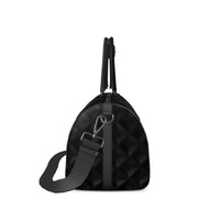 Black Diamond Pattern Leather Duffle Bag