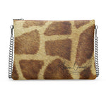 Giraffe Skin Pattern Leather Crossbody Bag with Chain