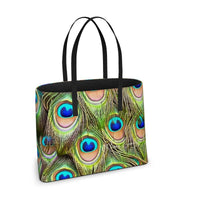 Exotic Peacock Pattern Leather Kika Tote