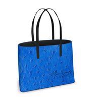 Blue Ostrich Pattern Leather Kika Tote