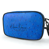 Blue Ostrich Pattern Leather Camera Bag