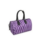 Zebra in Violet Pattern Leather Duffle Bag
