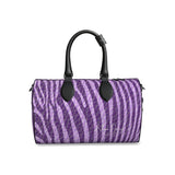 Zebra in Violet Pattern Leather Duffle Bag