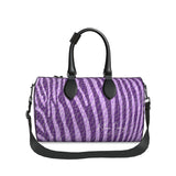 Zebra in Violet Pattern Leather Duffle Bag