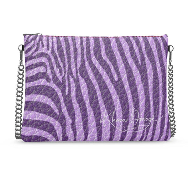 Zebra in Violet Pattern Crossbody Bag with Chain